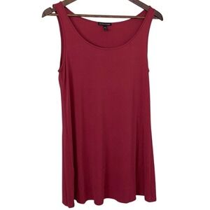EILEEN FISHER Silk Tunic Tank Top Shell Red Small Quiet Luxury Capsule‎ Minimal